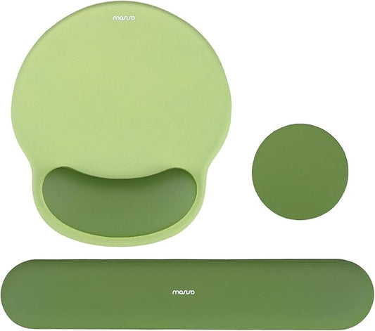 MOSISO Wrist Rest Support for Mouse Pad&Keyboard Set, Olive Green | Circle Curved Ergonomic Mousepad Non-Slip Base Home/Office Pain Relief&Easy Typing Pad with Soft Cloth&Silicone Lining by MOSISO