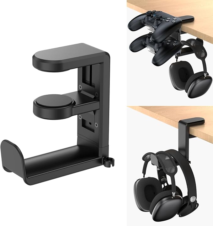 Rotating Headphone Stand - EURPMASK Upgraded PC Gaming Headset Stand, Adjustable Clamp-on Headphone Holder, Headphones Hanger Hook Under Desk with 360 Degree Swivel&Cable Clip Organizer - Darth Vader by EURPMASKChoosethecolorofeurope