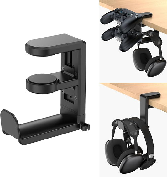 Rotating Headphone Stand - EURPMASK Upgraded PC Gaming Headset Stand, Adjustable Clamp-on Headphone Holder, Headphones Hanger Hook Under Desk with 360 Degree Swivel&Cable Clip Organizer - Darth Vader by EURPMASKChoosethecolorofeurope