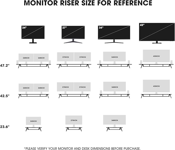 Fenge Dual Monitor Stand, Monitor Stands Riser for 2 monitors, 47.2 Inch Wood Desk Shelf with Storage Organizer and Cable Management for Office Desk Accessories - Image 6