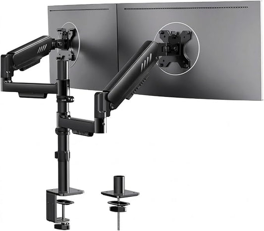 ErGear Dual Monitor Stand, Stacked Monitor Mount for 13-33″ Screens, Up to 19.8 lbs/Arm, Enhanced Stability with Integrated C-Clamp, Upgraded Cable Management, VESA 75x75/100x100mm, Home Office Gaming by ErGear