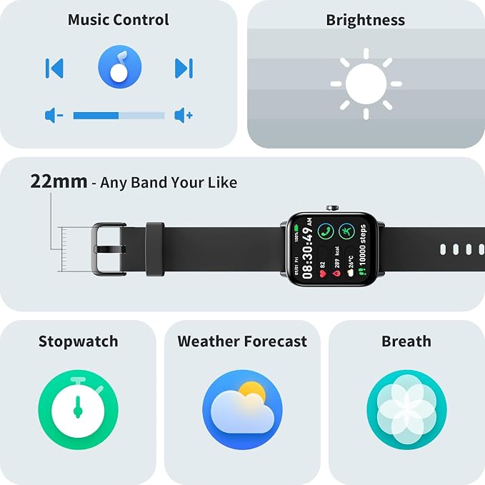 Smart Watches for Men Women, 1.8" Screen Activity Tracker, Heart Rate/Sleep/SpO2 Monitor, Make/Answer Calls, IP68 Waterproof Smartwatch for iPhone & Android, 101+ Sport Modes Fitness Reloj Inteligente - Image 7