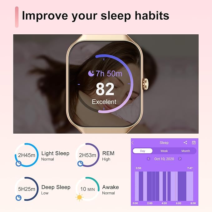 Jugeman Smart Watch for Women, 1.96" HD Smartwatch (Answer/Make Call) with Heart Rate/Sleep Monitor/Pedometer Fitness Watch 113+ Sport Modes, IP68 Waterproof Activity Tracker for Android iOS - Image 7