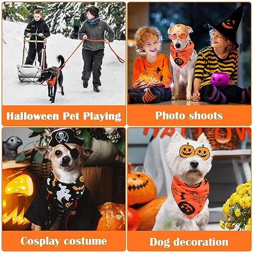 Vivifying 2 Pack Halloween Dog Bandanas, Spooky and Pumpkins Pattern - Image 4