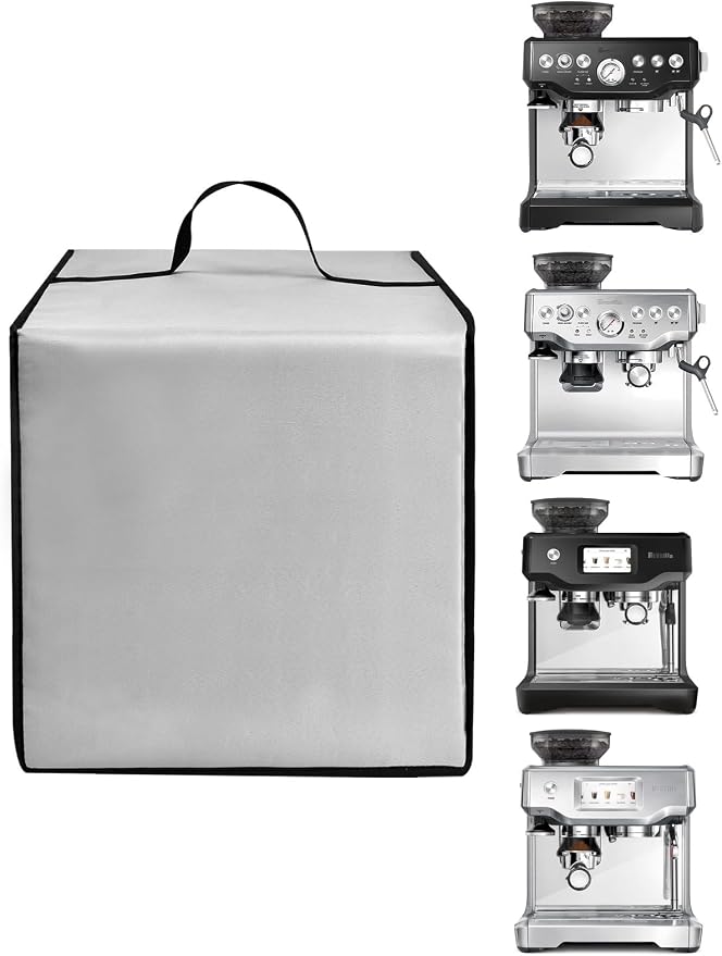 Espresso Machine Cover for BES870XL/ BES880BSS/BES876BSS Coffee Maker | Latte Maker Cover,Heavy Duty Heat-Resistant Waterproof Nylon Case for Espresso Machine (Silver) by EiiJugaloo
