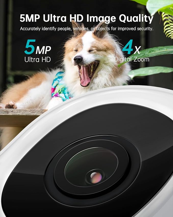 ZUMIMALL 2.5K Wired Cameras for Home Security, 2.4G/5G WiFi Outdoor Camera, 5MP, 24/7 Recording, AI Motion Detection,Cloud & SD Card Storage, 2-Way Audio, 360° PTZ Auto Tracking, Alexa Compatible - Image 3