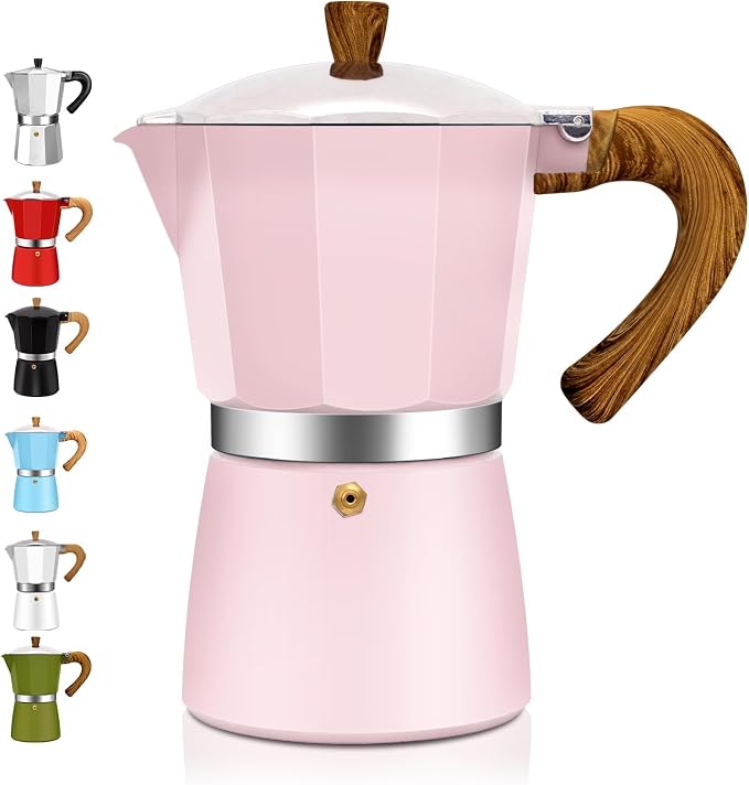 6 Cup Aluminum Espresso Stovetop Moka Pot Express Coffee Maker Percolator Italian Classic Mocha Coffee Machine for Italian and Cuban Cafe Brewing for Home & Camping 300ml 10oz by Theperfectcombinationofcoffeehomeandhealthylivingmakingeverydayadayofrituals