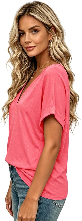 T Shirts Short Sleeve V Neck Tees Womens Tops Beach Vacation Fashion Clothes 2026 Casual Summer Spring Fall Outfits - Image 3
