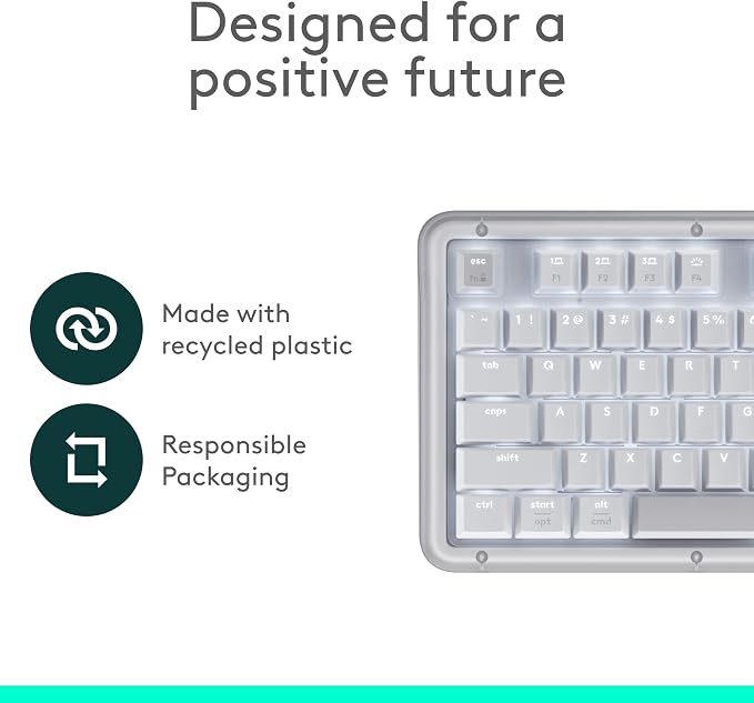 Logitech Alto Keys K98M Wireless Mechanical Gasket Keyboard - Off White | Customizable, clicky, vibration absorbing gasket, white backlit keys, Bluetooth, USB-C charging, for PC, Mac, Laptops - Image 8