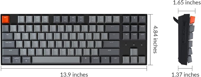 Keychron K8 Tenkeyless Wireless Mechanical Keyboard for Mac, RGB Backlight, Bluetooth, Multitasking, Type-C Wired Gaming Keyboard for Windows with Gateron G Pro Brown Switch - Image 6