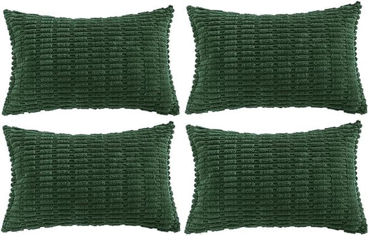 Fancy Homi 4 Packs Decorative Throw Pillow Covers for Living Room Couch Bed, Modern Farmhouse Boho Home Décor Accent Cushion Case, 20" x 12", Dark Green by Fancy+Homi
