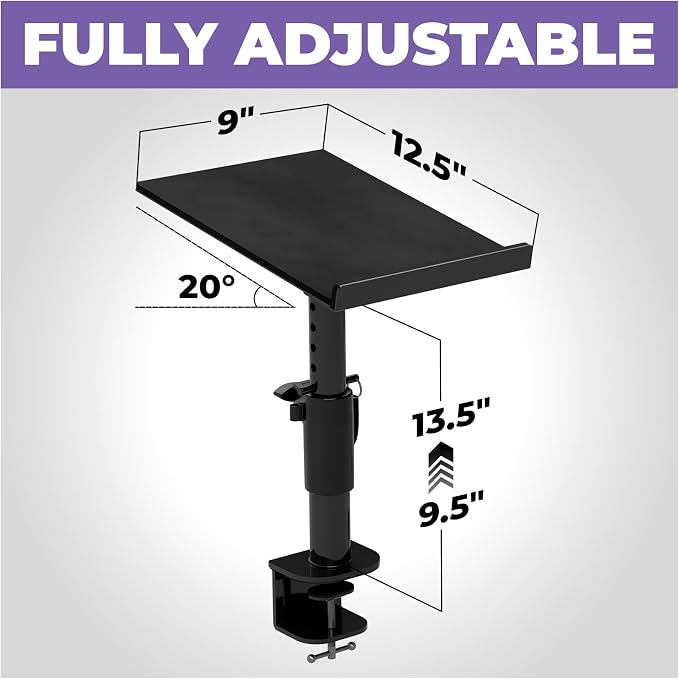 Liquid Stands Studio Monitor Stands - Music Studio Desktop Speaker Stand - 2 Pack 12x9 Clamp-on Adjustable Short or Tall Speaker Support for Music Booth Desk Audio Monitor Stand Mount with Tilt - Image 5