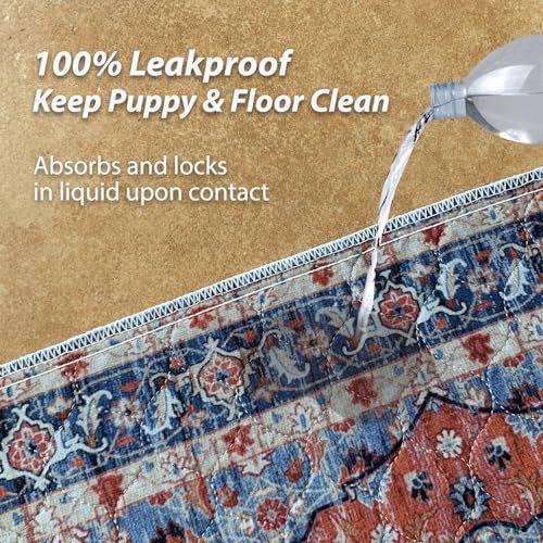 nunubaby 2PACK Washable Pee Pads for Dogs, Stylish, Non-Slip and Leak-Proof Pee Pads. Reusable Potty Pads for Dogs for Crates and Floors.(Red/Floral,72" x72" ) - Image 3