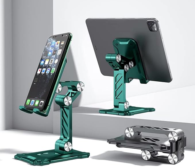 Phone Stand for Desk. Foldable Desktop Mobile Phone Stand with Angle Height Adjustable, Portable Office Cell Phone Holder, Cradle, Dock. Fits All 4.7-13in iPhone/Smartphone/iPad/Tablet. - Image 2