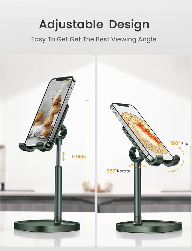 LISEN Cell Phone Stand Phone Holder for Desk, Gaming for Nintendo Switch | Phone Holder for Desk, Green Desk Accessories, Office Accessories for Women, Compatible with Switch iPad, 4-10 in Devices - Image 5