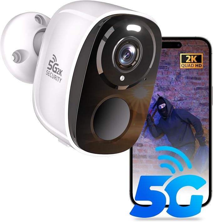 2K Security Camera Wireless Outdoor, 5GHz/2.4GHz WiFi Camera for Home Security Battery Powered, AI Motion Detection, Color Night Vision, 2-Way Talk,Siren,Spotlight,IP65,Works w/Alexa,Cloud/SD by richcho