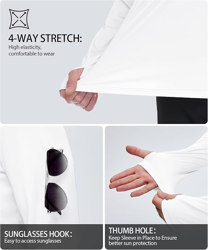 ZITY Men's Sun Protection Shirts Long Sleeve Rash Guard Hoodie UV UPF 50+ Fishing Running Athletic Sweatshirts - Image 3