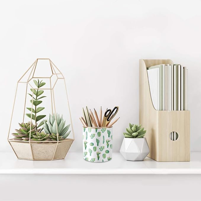 Pen Pencil Holder, Multi-Purpose Holder for Desk Pencil Cup for Girls Boys Kids Durable Ceramic Desk Organizer Makeup Brush Holder for Office, Classroom, Home, Cactus - Image 4