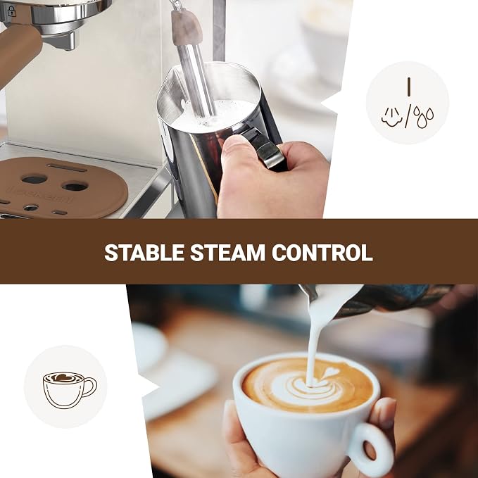 Espresso Machine, Expresso Coffee Machines for Home, 20 Bar Cafetera Espresso with Milk Frother Steam Wand, Compact Small Coffee Maker for Latte and Cappuccino (Pear White, Stainless Steel, Gift) - Image 6