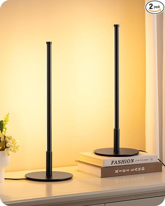 EDISHINE Upgraded LED Table Lamp Set of 2, Stepless Dimmable Bedside Lamps with Metal Finish & 3 Color Temperature, 6W Modern Desk Lamps, Black Nightstand Lamp for Bedroom, Living Room, Corner, Gift | Stepless Dimmable, Metal Finish, 3 Color Temperatur... by EDISHINE