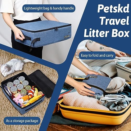 Petskd Portable Cat Travel Litter Box with Lid, Blue - Image 6