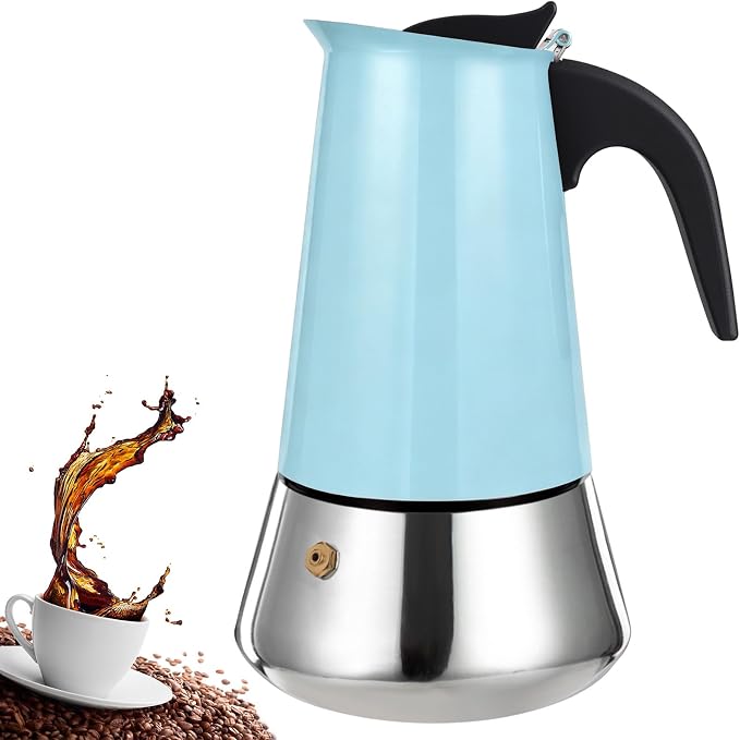 DITOSH6 Cup Stovetop Espresso Maker Stainless Steel Moka Pot Stove Top Percolator Italian Coffee Makers Capable Mocha Greca Machine Cafe Classic Induction Cookers for Home and Camping 300ml 10oz by Theperfectcombinationofcoffeehomeandhealthylivingmakingeverydayadayofrituals