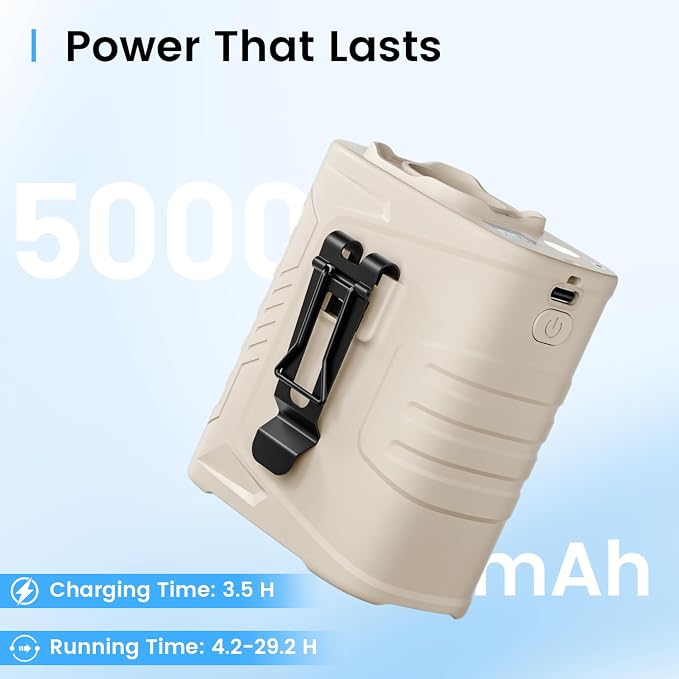 KIBEE Portable Waist Fan, 12500RPM Rechargeable Wearable Belt Clip Fan, Hands Free Cooling Fan for Outdoor Work, Construction, Hiking, Camping, Fishing, Long Battery Life Personal Cooling Device - Image 3