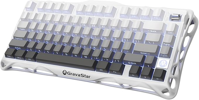 GravaStar Mercury K1 75% Wireless Mechanical Gaming Keyboard RGB Backlit | Gasket Mount, Hot Swappable Linear Switches, Creamy Sound Keyboard, 2.4GHz/USB-C/Bluetooth 5.0, for Win/Mac【Gradient White】 by GravaStar