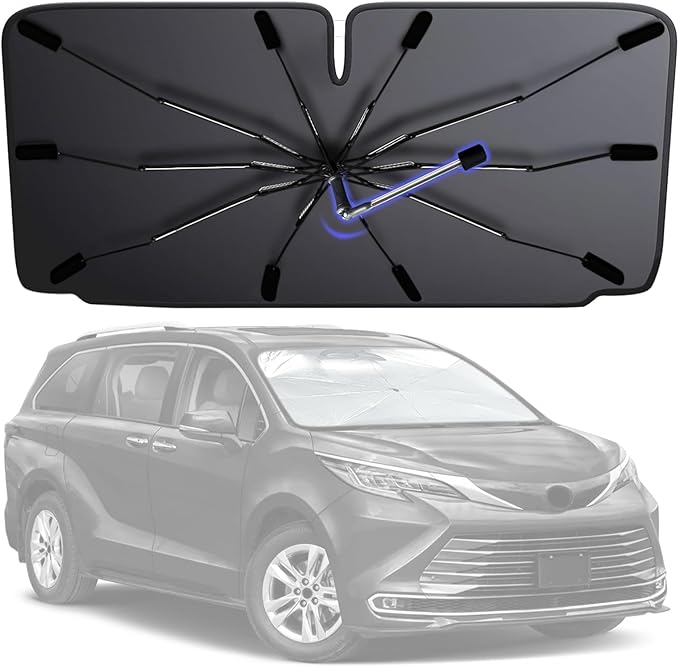 [2026 Upgrade] Windshield Sun Shade Umbrella, Scratch-Free Car Sunshade for SUVs, Foldable Automotive Interior Sun Protection | Highly UV Block Coating Auto Heat Shield Accessories(XX-Large) by MakeLifeBetter
