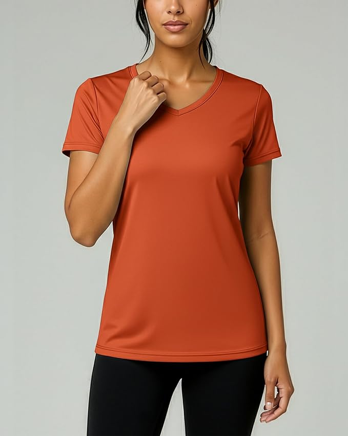 5 Pack Women's Dry Fit V Neck Workout Tops T Shirts Athletic Gym Yoga Tees | Available In Plus Size, Cooling Moisture-Wicking, Short Sleeve, Quick-Dry, Fitness, Stretch, Exercise, Running, Hiking - Image 3