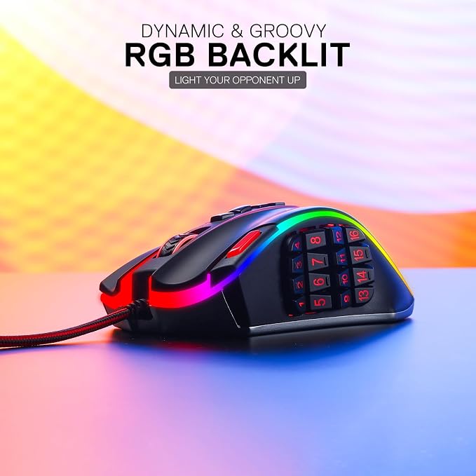 Redragon M990 Wired RGB MMO Gaming Mouse 32000 DPI Remapping Keys | Stable Lag-Free Connection, Redefine Keybinding Macro, Vibing Backlight, Ergonomic Grip Body Comfort - Image 6