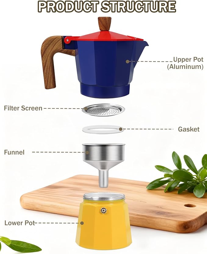 Coffee Maker Stovetop Espresso Maker 3 Cup Aluminum Moka Pot Percolator 5oz 150ml Easy Brewing for Electric Ceramic Stoves Home Camping Italian Cuban Café Classic Sip Sized - Image 8