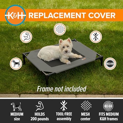 K&H PET PRODUCTS Original Pet Cot Replacement Cover (Cot Sold Separately) - Gray/Black Mesh, Medium 25 X 32 Inches - Image 3