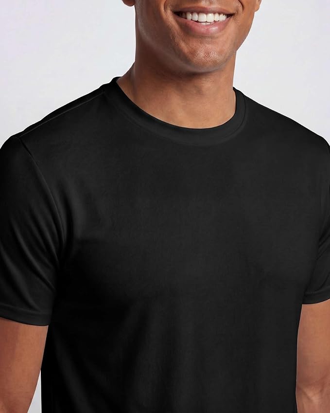 5 Pack Men's Dry Fit Short Sleeve T-Shirt Gym Workout Athletic Running Tee | Cooling, Moisture-Wicking, Crew Neck, Quick-Dry, Breathable, Active, Exercise, Fitness, Basketball, Cycling, Hiking, Tennis - Image 3