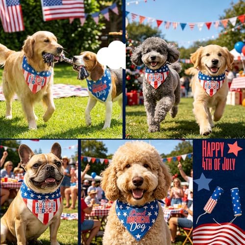 4th of July Dog Bandana, 2-in-1 Vintage American Flag with Fun Slogan Reversible American Flag Triangle Scarf, Adjustable Snap Button Patriotic Neckwear for Small & Medium Breeds (5-30lbs) - Image 4