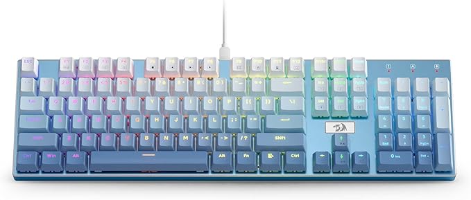 Redragon K556 Wired RGB Mechanical Gaming Keyboard, 104-Key Aluminum Board | Solid Desktop Stability, 20 Backlits for Immersive ESports Vibe, Hot-swap Creamy Custom Linear Switch, Gradient Blue Keycaps - Image 2