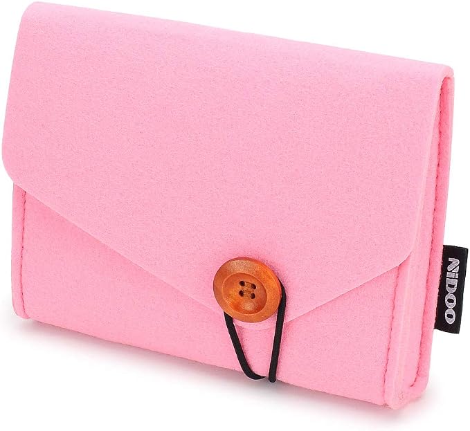 NIDOO Portable Felt Storage Bag, Electronics Accessories Protective Case Pouch for MacBook Power Adapter, Mouse, Cellphone, Cables, SSD, HDD, Power Bank, Portable External Hard Drive, Pink - Image 2