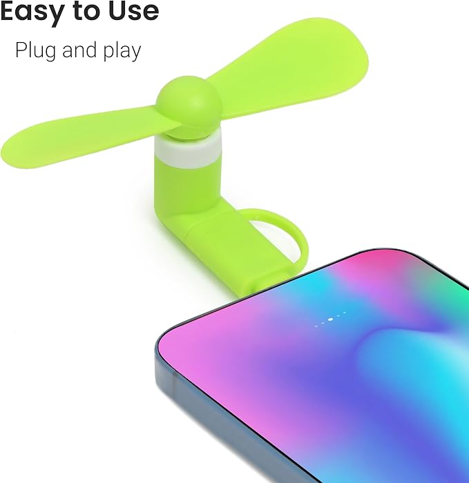 12 Pack Mini Fan, 2-in-1 Mini Cell Phone Fan Compatible for iPhone, iPad, Android Smartphone,Tablet Fit for Type C/Lightning Port Portable and Powerful Cell Phone Summer Accessories - Image 5
