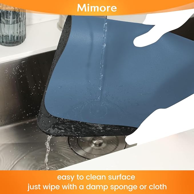 Mimore Coffee Mat - 16x24 Inch Blue Bar Mat for Countertop - Absorbent, Hides Stains, Rubber Backed - Dish Drying Mat Fits Under Coffee Maker, Espresso Machine (Compatible with Ninja Luxe Cafe) - Image 6
