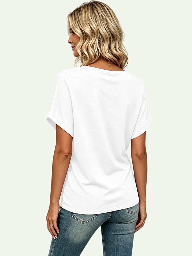 T Shirts Short Sleeve V Neck Tees Womens Tops Beach Vacation Fashion Clothes 2026 Casual Summer Spring Fall Outfits - Image 4