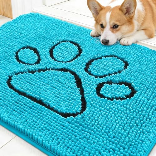 OLANLY Dog Door Mat for Muddy Paws 30x20, Paw Print Design Chenille Mud Mat by OLANLY