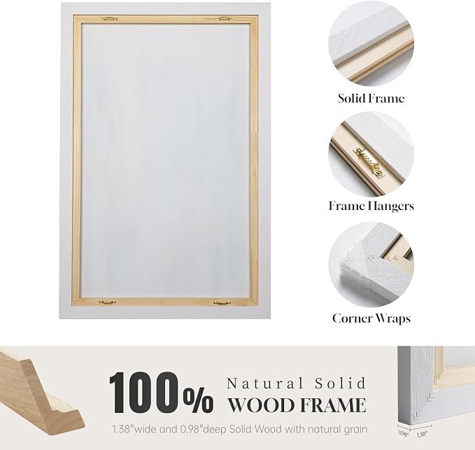 White Framed Blue and Gold Abstract Canvas Wall Art for Bedroom, Set of 2 Modern Minimalist Art Prints Paintings Artwork for Walls, Glitter Pictures for Living Room, Dining Room Wall Decor 16x24 In - Image 7