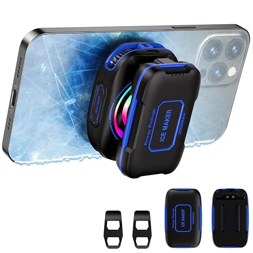 Cell Phone Cooler for Gaming, Magnetic Portable Radiator with RGB Lights, 3000mAh Rechargeable Battery, Compatible with iPhone, iPad, Android by Unknown