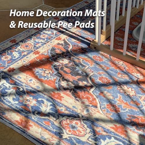 nunubaby Washable Pee Pads for Dogs, Stylish, Non-Slip and Leak-Proof Pee Pads. Reusable Potty Pads for Dogs for Crates and Floors.(Red/Floral,36" x72" ) - Image 2