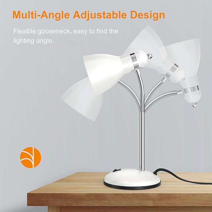 LEPOWER Metal Desk Lamp, Adjustable GooseNeck Reading Light for Bedroom | Compact & Sturdy, Space-Saving for Bedside & Dorm, E26 Table Lamp, Eye-Caring, Ideal for Study, Office, Back to School - Image 5