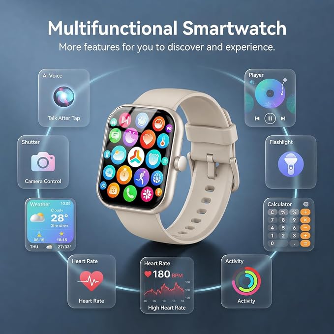 Smart Watch for Men Women (Answer/Make Call), 1.83" HD Touchscreen Fitness Tracker, 110+ Sport Modes, Fitness Watch with Heart Rate/Sleep Monitor/Step, Waterproof Smartwatch for Android,Silver Beige - Image 6