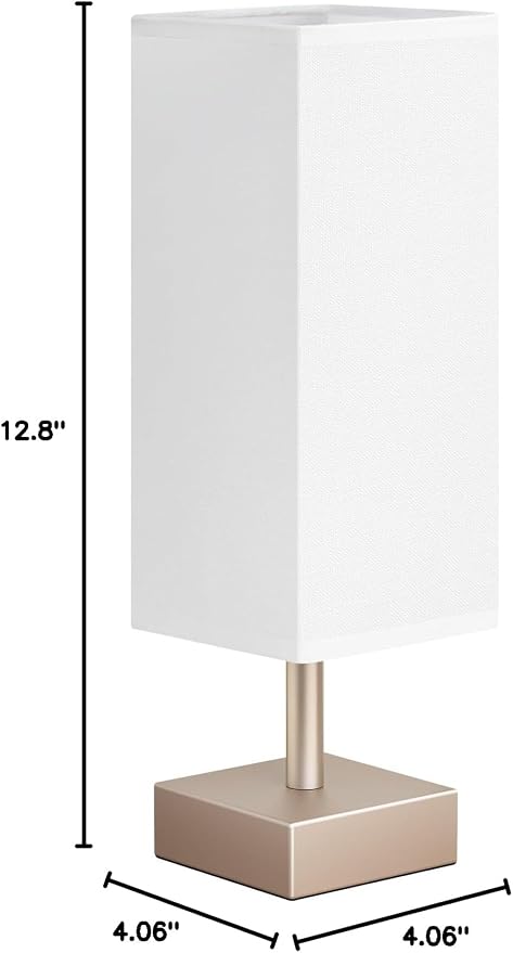 Antique White Small Bedside Lamp for Bedroom - Square White Fabric Shade | Inline Rocker Switch, Corded Electric, Bulb Not Included, 12.8" Mini Table Lamp for Nightstand, Desk, Dorm, Office - Image 8