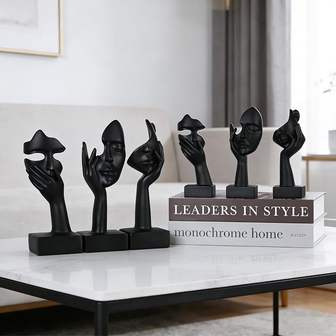 3 Pcs Thinker Large Statue Set - Black Art Abstract Home Accent Figurines for Living Room, Bedroom, Shelves, Office Desktop, Coffee Table Decor, Gift for Women (3 Pcs Black, 9") - Image 9
