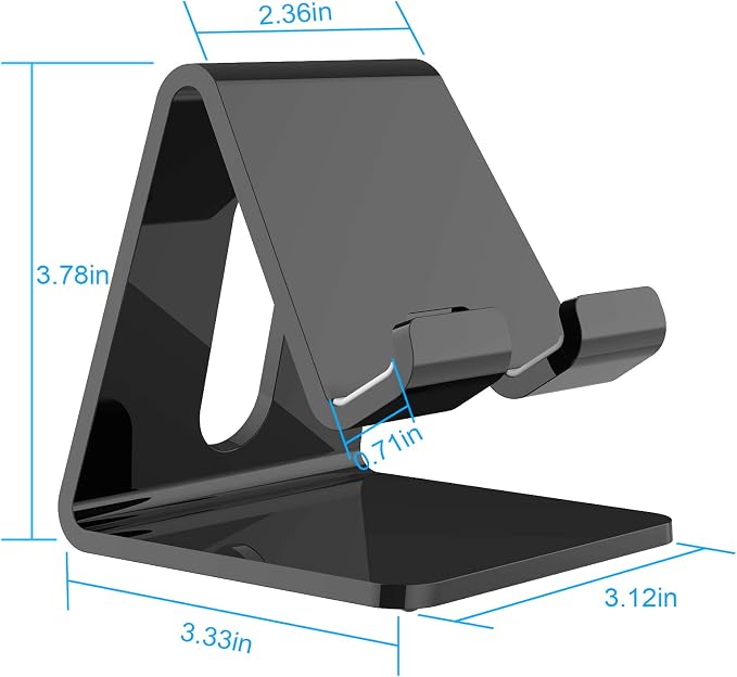 Crpich Acrylic Phone Stand, Ergonomic Design for Apple iPhone and Samsung Galaxy, Compatible with 4-8 Inch Screens, Black - Image 4