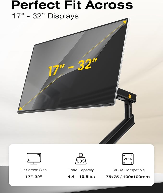 NB SmooVex™ Monitor Mount, Monitor Stand fits up to 32 Inch, Mechanical Spring Mount, VESA 75/100 mm, Model-A5(Black) - Image 4